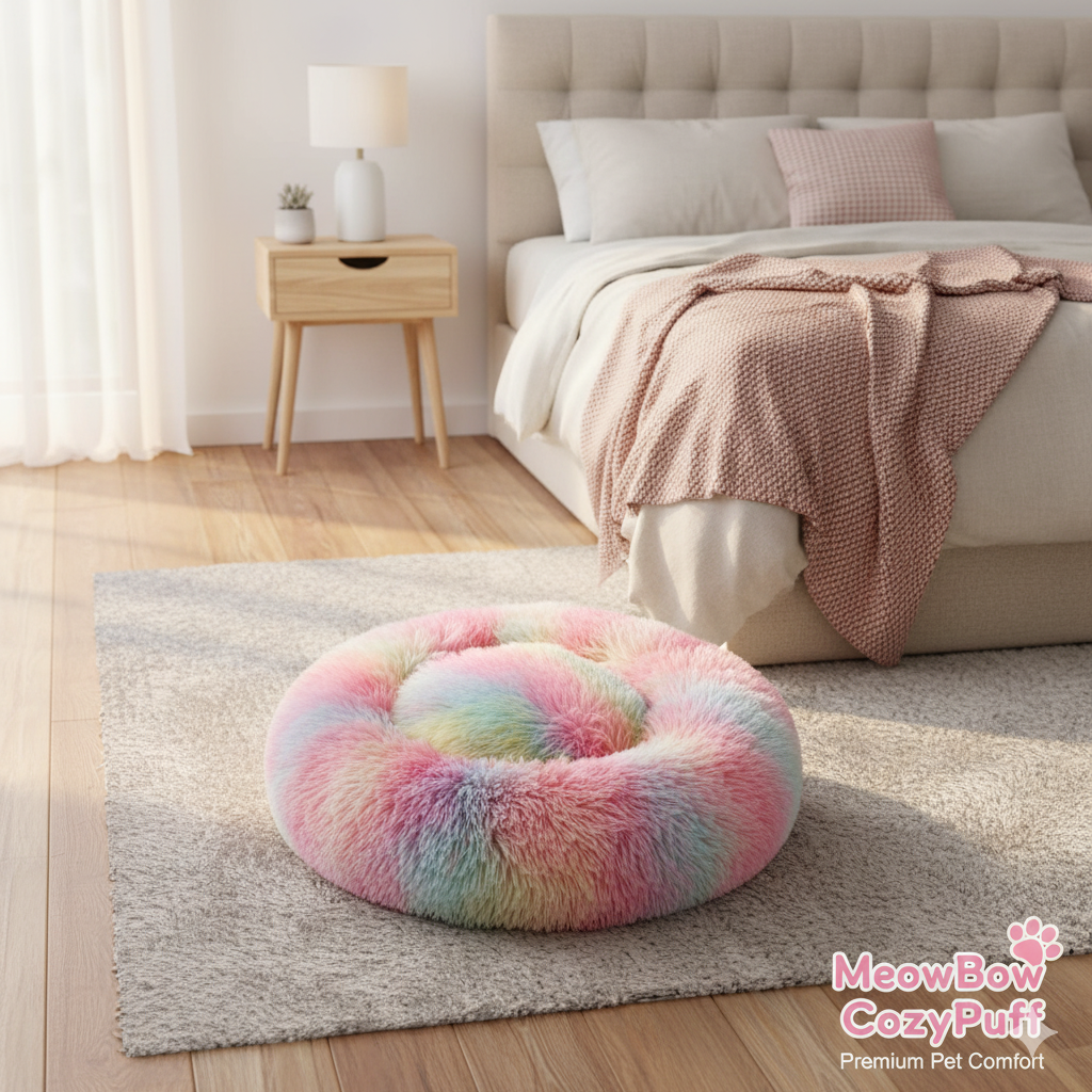Luxurious Rainbow Fur Bed