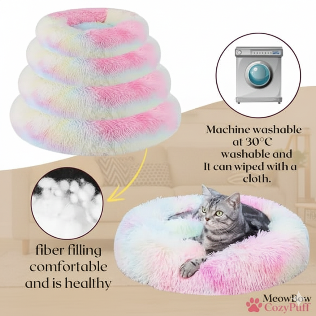 Luxurious Rainbow Fur Bed