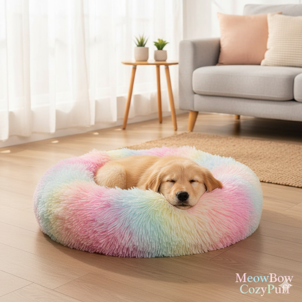 Luxurious Rainbow Fur Bed